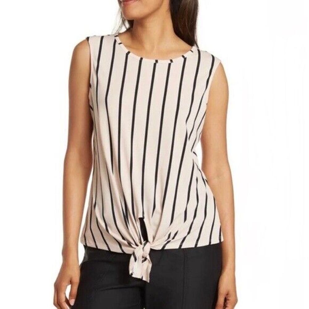 Adrianna Papell Stripe Front Tie Tank Top Size M (b32)
